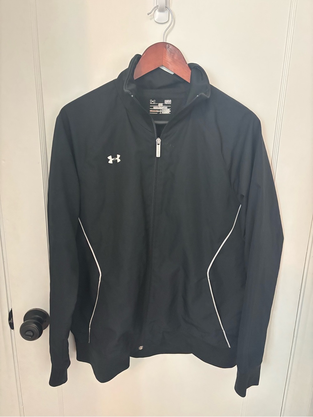 LG Black Performance Full-Zip Jacket with White Piping